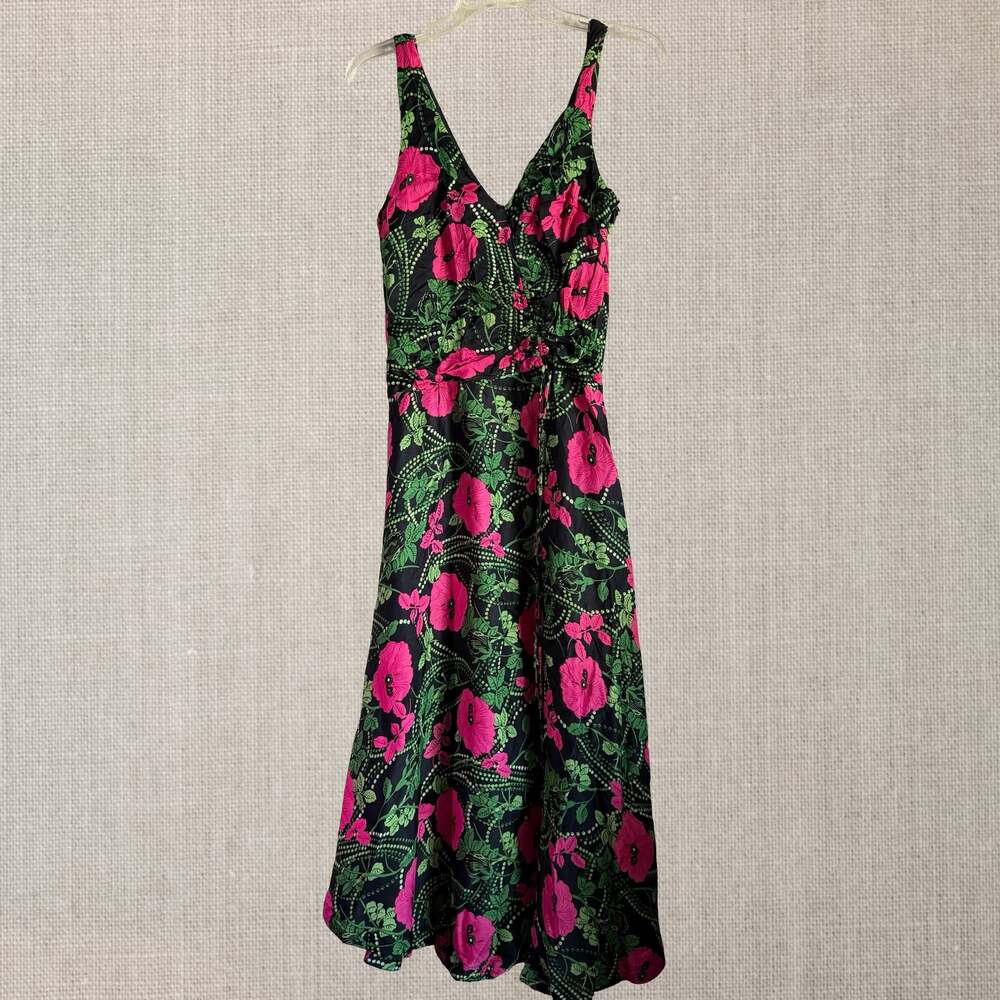 Anthropologie Maeve Hot Pink Floral Maxi Dress Cottagecore Goth Fairy size 4 - Picture 3 of 13